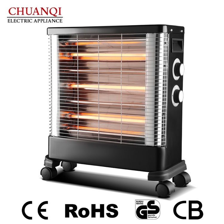 2400W kwartsverwarmer met 4 buizen en thermostaat